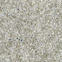 (RR1) Cristal Doublé d'Argent Perles rocailles miyuki rondes, perles de rocaille japonais, 15/0, (rr 1) cristal argenté, 15/0, 1.5mm, trou: 0.7 mm, environ 27777 pcs / 50 g