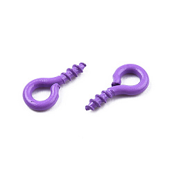 Blue Violet Spray Painted Iron Screw Eye Pin Peg Bails, For Half Drilled Beads, Cadmium Free & Nickel Free & Lead Free, Blue Violet, 8x4x1mm, Hole: 2mm, Pin: 1.4mm