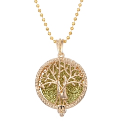 Árbol Collares con medallón magnético de aleación dorada, Sábana de algodón de aromaterapia dentro de collares de botellas de perfume., árbol, 31.50 pulgada (80 cm)