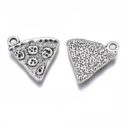 Antique Silver Rack Plating Tibetan Style Alloy Pendants, Lead Free & Nickel Free & Cadmium Free, Pizza, Antique Silver, 22x19x1.5mm, Hole: 2mm, about 555pcs/1000g