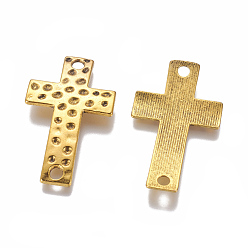 Antique Golden Alloy Hammered Cross Links connectors, Cadmium Free & Nickel Free & Lead Free, Antique Golden, 36x22x4mm, Hole: 3mm