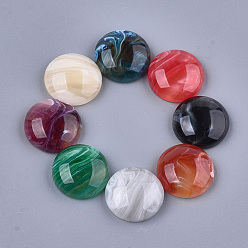 Color mezclado Cabuchones de resina, estilo de imitación de piedras preciosas, cúpula / media ronda, color mezclado, 10x4.5 mm