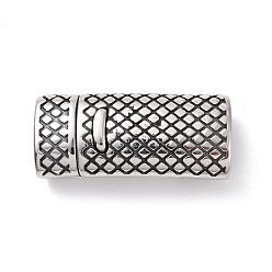 Antique Silver Tibetan Style 304 Stainless Steel Magnetic Clasps with Glue-in Ends, Rectangle, Antique Silver, 28x12x7.5mm, Hole: 5x10mm