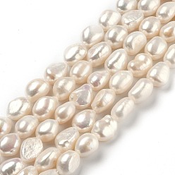 Bisque Natural Cultured Freshwater Pearl Beads Strands, Rice, Dyed, Bisque, 11.5~16x9~10.5mm, Hole: 0.6mm, about 24pcs/strand, 14.37 inch(36.5cm)