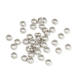 Color de Acero Inoxidable 201 de acero inoxidable perlas espaciadoras, plano y redondo, color acero inoxidable, 4.5x1.5 mm, agujero: 3 mm