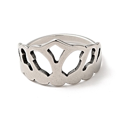 Stainless Steel Color 201 Stainless Steel Crown Thick Finger Ring for Women, Stainless Steel Color, US Size 6 1/4(16.7mm)