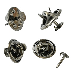 Bronze Dos en revers en laiton, épingle à cravate, accessoires de la broche, gris anthracite, Plateau: 11~12 mm, pin: 5x8 mm