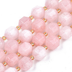 Pink Natural Dolomite Beads Strands, Faceted, Dyed, Round, Pink, 10.5x9.5mm, Hole: 1.2mm, about 31pcs/strand, 15.04 inch~15.35 inch(38.2cm~39cm)