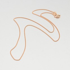 Розовое Золото 925 стерлингового серебра Снаряженная цепи ожерелья, с застежками пружинного кольца, тонкая цепь, розовое золото , 16 дюйм, 1 мм