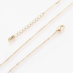 Real 18K Gold Plated Brass Cable Chain Necklaces Making, with Lobster Claw Clasp, Real 18K Gold Plated, 17.51 inch(44.5cm)