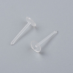 Clear Eco-Friendly Plastic Stud Earring Findings, Flat Round, Clear, 11.5x4.5mm, Pin: 0.8mm, about 10000pcs/bag