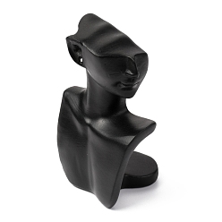 Noir Support de bijoux de portrait de modèle de corps latéral en résine haut de gamme, pour support de bijoux créatif présentoir d'organisateur de bijoux, noir, 7.2x5.4x11.6 cm