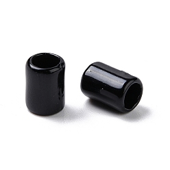 Black Column Rack Plating Spray Painted Alloy Beads for Jewelry Making, Cadmium Free & Nickel Free & Lead Free, Black, 6.5x4.5mm, Hole: 3.3mm