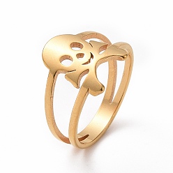 Oro Chapado de iones (ip) 201 anillo de dedo de calavera de acero inoxidable, anillo ancho para mujer, dorado, tamaño de EE. UU. 6 1/2 (16.9 mm)