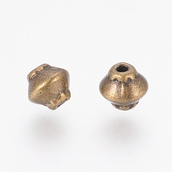 Bronce Antiguo Abalorios espaciador de estilo tibetano, bicono, Abalorios de espaciador de acero, sin plomo y el cadmio, color de bronce antiguo, 5x4.5 mm, agujero: 1 mm