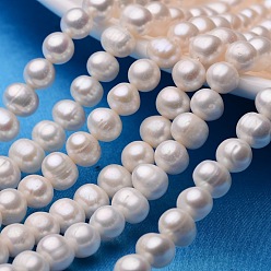 Beige Potato Natural Cultured Freshwater Pearl Beads Strands, Beige, 8~9mm, Hole: 0.8mm, about 44~54pcs/strand, 13.5 inch~15.7 inch