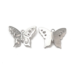 Платинированный Латунные подвески, бабочка с подвеской в виде сердечка, Реальная платина, 15x19x3 мм, отверстие : 1.2 мм