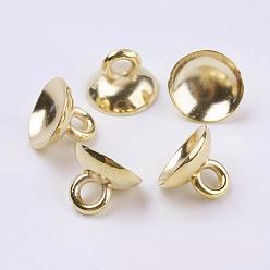 Light Gold Bails de pendentif de capuchon de perle en plastique, pour les pendants de couverture de bulle de verre de globe, or et de lumière, 7x10mm, trou: 2 mm, diamètre intérieur: 9 mm