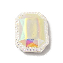 Light Khaki Opaque Resin Cabochons, AB Color Plated, Octagon, Light Khaki, 26x20x7mm