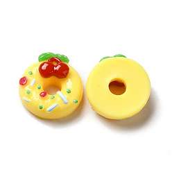 Yellow Opaque Resin Imitation Food Decoden Cabochons, Donut, Yellow, 19~20x8~10.5mm