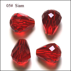 Rouge Foncé Imitations de perles de cristal autrichien, grade de aaa, facette, goutte , rouge foncé, 8x10mm, Trou: 0.9~1mm