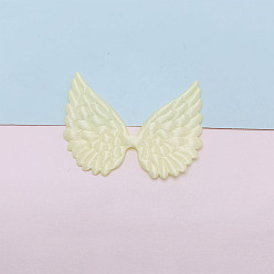 Light Yellow Angel Wing Shape Sew on Double-sided Satin Ornament Accessories, DIY Sewing Craft Decoration, Light Yellow, 58x45mm