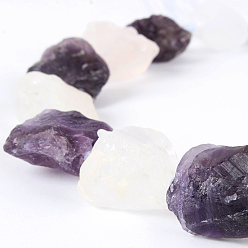Mixed Stone Natural Gemstone Crystal & Amethyst Quartz Rough Nuggets Bead Strands, 13~40x10~26x10~23mm, Hole: 2mm, about 14~19pcs/strand, 16.54 inch