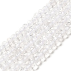Quartz Crystal Natural Quartz Crystal Beads Strands, Rock Crystal, Grade AA, Faceted, Rondelle, 4x3mm, Hole: 0.7mm, about 132pcs/strand, 15.35''(39cm)