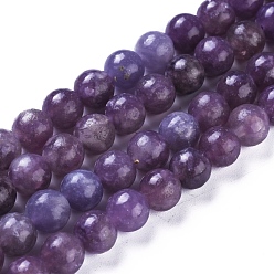 Lepidolita Lepidolita natural / hebras de perlas de piedra de mica púrpura, rondo, 6 mm, agujero: 1 mm, sobre 59 unidades / cadena, 15.12 pulgada (38.4 cm)