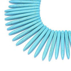 Turquoise Foncé Perles synthetiques turquoise synthetique, forme croc, turquoise foncé, 20~49x4.5~5mm, Trou: 1.2mm, Environ 99 pcs/chapelet, 16.9~17.7 pouce (43~45 cm)