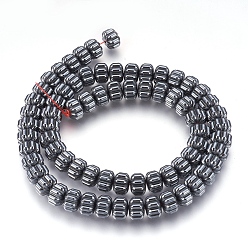 Original Color Non-magnetic Synthetic Hematite Bead Strands, Polished, Corrugated Beads, Pumpkin, Original Color, 8x5.5mm, Hole: 1mm, about 70~73pcs/strand, 15.9 inch(40.5cm)