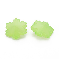 Vert Clair Perles acryliques de gelée d'imitation , facette, flocon de neige, vert clair, 15x14x6mm, Trou: 1.6mm, environ970 pcs / 500 g