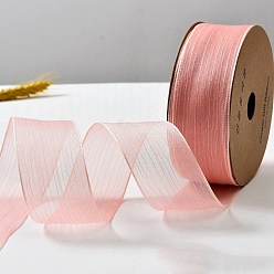 Saumon 20 mètres de rubans d'organza en polyester, accessoires du vêtement, emballage cadeau, Saumon, 1-5/8 pouces (40 mm)