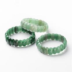 Зеленый Авантюрин Природные зеленые браслеты простирания авантюрин бисером, граненые, овальные, 2-1/4 дюйм ~ 2-1/2 дюйм (57~65.5 мм)