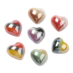 (52) Непрозрачная лаванда Двухцветные стеклянные кабошоны, сердце, разноцветные, 10x10x4 мм