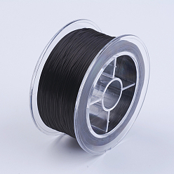 Negro Cuerda de cristal elástica plana, hilo de cuentas elástico, para hacer la pulsera elástica, negro, 0.8 mm, aproximadamente 54.68 yardas (50 m) / rollo