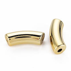 Golden Plated UV Plating Acrylic Beads, Curved Tube, Golden Plated, 34x11.5x13mm, Hole: 3.5mm