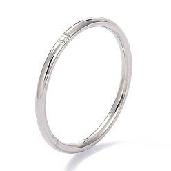 Color de Acero Inoxidable 304 anillos de dedo del acero inoxidable, con diamantes de imitación de cristal, color acero inoxidable, tamaño de EE. UU. 6~9 (16.5~18.9 mm)