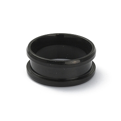 Electrophoresis Black 201 ajustes de anillo de dedo acanalados de acero inoxidable, núcleo de anillo en blanco, para hacer joyas con anillos, electroforesis negro, diámetro interior: 16 mm