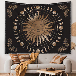 Sun Flower Sun Moon Hippie Tapestries, Polyester Bohemian Mandala Wall Hanging Tapestry, for Bedroom Living Room Decoration, Rectangle, Sun Pattern, 1300x1500mm