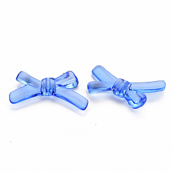Azul Abalorios de acrílico transparentes, lazo, azul, 20x34x5.5 mm, agujero: 1.8 mm, Sobre 435 unidades / 500 g