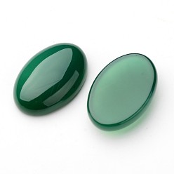 Dark Green Grade A Natural Green Agate Oval Cabochons, Dyed, Dark Green, 18x13x8mm