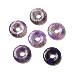 Amethyst Natural Amethyst Pendants, Donut/Pi Disc Charm, 29.5x5.5mm, Hole: 8.3mm