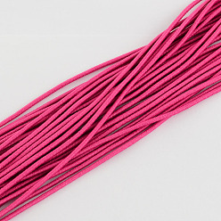 Deep Pink Elastic Cord, with Fibre Outside and Rubber Inside, Deep Pink, 2mm, about 109.36 yards(100m)/bundle