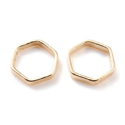 Real 24K Gold Plated Brass Linking Rings, Long-Lasting Plated, Hexagon, Real 24K Gold Plated, 7x6x1mm, Inner Diameter: 5x5mm