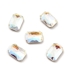 Light Crystal AB K 9 cabujones de diamantes de imitación de cristal, espalda y espalda planas, facetados, octógono rectángulo, luz cristal ab, 8x5.5x2.5 mm