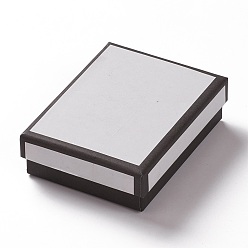 Blanco Cajas de joyas de cartón, con la esponja en el interior, para embalaje de regalo de joyería, Rectángulo, blanco, 9x7x2.7 cm