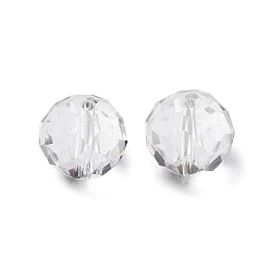 Clair Verre imitation perles de cristal autrichien, facette, ronde, clair, 6mm, Trou: 1mm