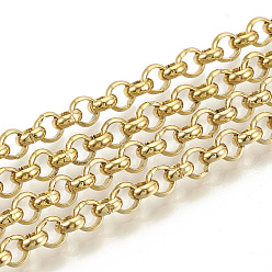Золотой 304 из нержавеющей стали цепи Роло, отрыгивающая цепь, с катушкой, несварные, золотые, 4x1.5 мм, около 32.8 футов (10 м) / рулон