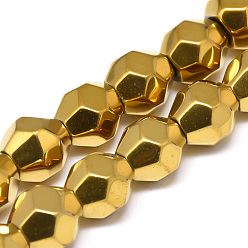 Plateado en Oro Electroplate no magnéticas de hematita sintética hebras de cuentas, ronda facetas, oro chapado, 9x10x9 mm, agujero: 1 mm, sobre 43 unidades / cadena, 15.7 pulgada